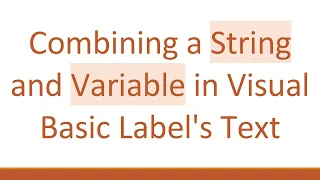 Combining a String and Variable in Visual Basic Label s Text
