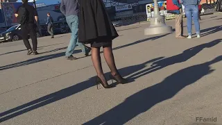 Candid high heels and pantyhose