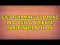 GIS Renaming columns in a QGIS attribute table with Python 3 Solutions