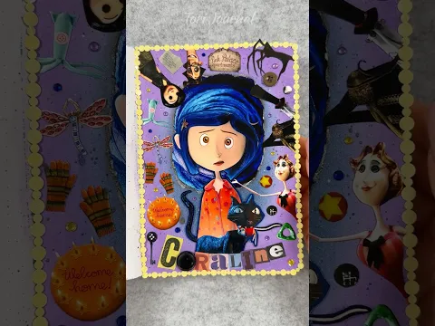 ASMR journal Coraline🔮🐈‍⬛✨🗝️🌑|#asmr #journal #scrapbooking #coraline #art #journaling #diy