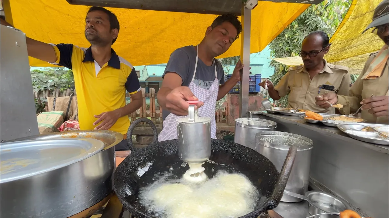 Perfectly Round Medu Vada Made Using a Machine   Indian Street Food