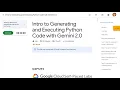 Intro to Generating and Executing Python Code with Gemini 2 0 GSP1293