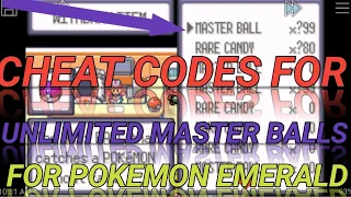 Cheat codes for UNLIMITED MASTER BALLS for Pokemon emerald Gaming Robo