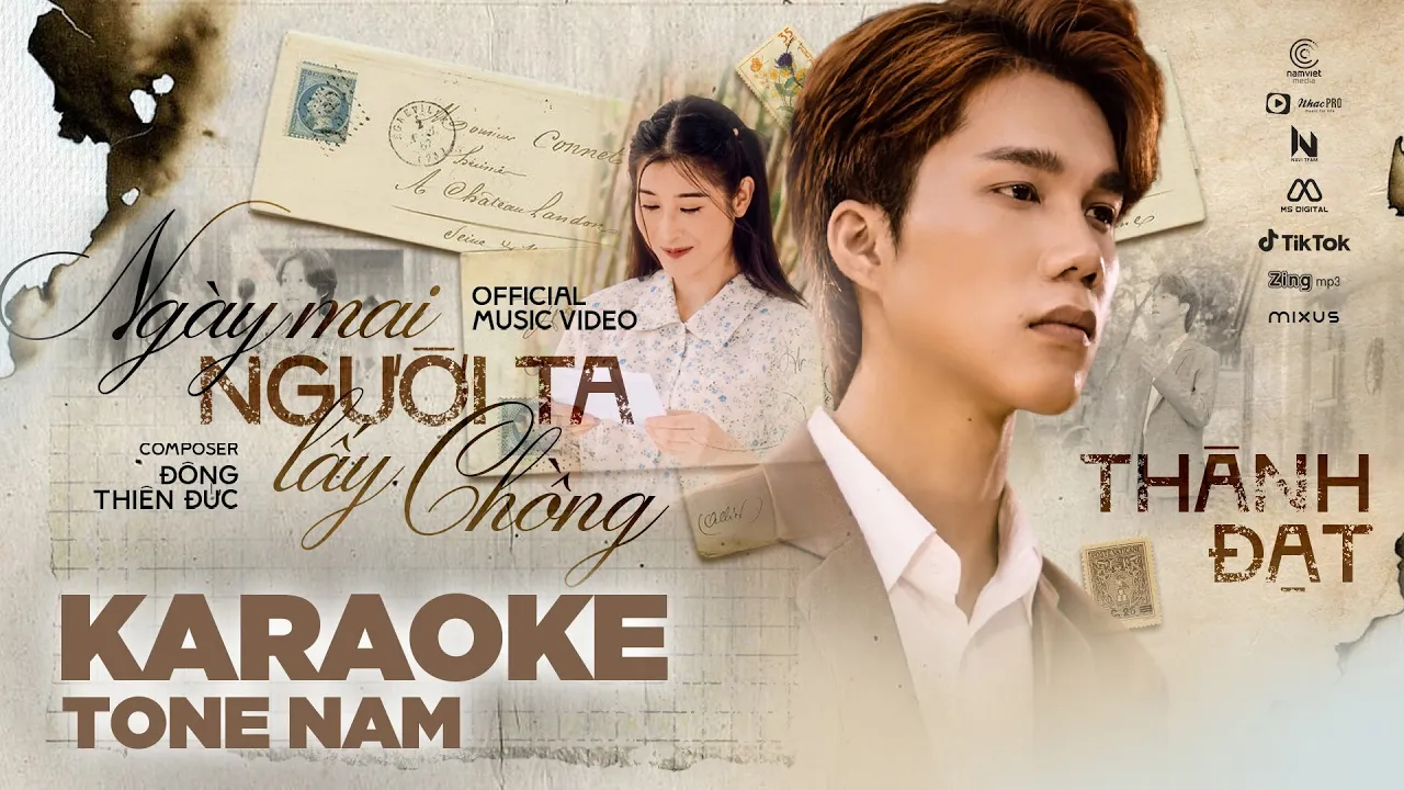 NGÀY MAI NGƯỜI TA LẤY CHỒNG - THÀNH ĐẠT | KARAOKE TONE NAM ( BEAT CHUẨN )