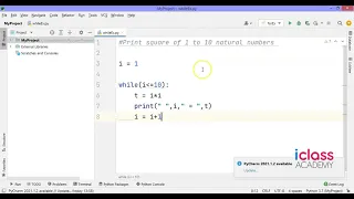 Print square of 1 to 10 natural numbers using while loop