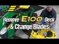 How to Change John Deere E100 Mower Blades and Remove Deck