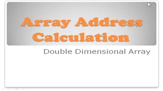 Array Address Calculation Double Dimensional Array Java ISC Class 12