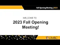 Fall Opening Meeting 2023