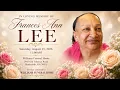 Frances Ann Lee Celebration of Life Saturday August 15 2026 at 11 00AM
