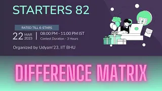Difference Matrix Codechef Starter 82 Problem Solution Accpted