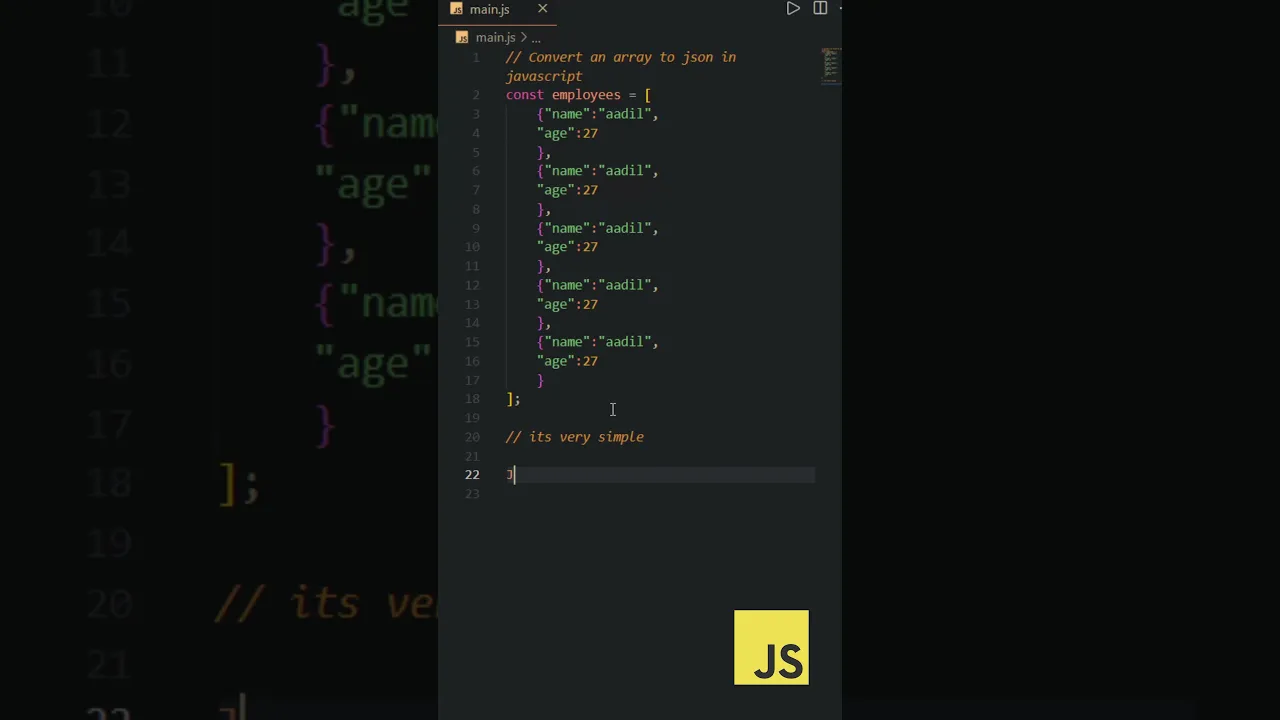 Convert Javascript Array to JSON