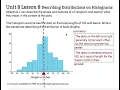 Describing Distributions on Histograms Unit 8 Lesson 8