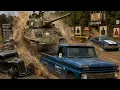 SHERMAN TANK LOOSE WITH HOT RODS IN ITS SIGHTS AT LOCAL GUN CLUB
