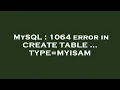 MySQL 1064 error in CREATE TABLE TYPE MYISAM