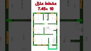 مخطط منزل ١٠متر في ٧ ٤٥متر 