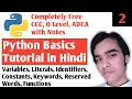 Python Basics Tutorial Variables Identifiers Literals Constants Keywords Hello DHIRENDRA
