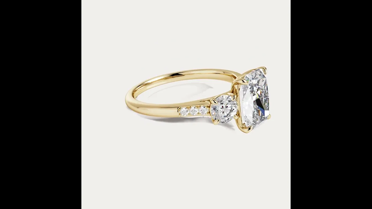 Sienna丨Elongated Cushion Lab Diamond Cathedral Three-Stone Engagement Ring