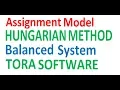 Assignment Model Tora Software Hungarian Method Balanced System Operations Research