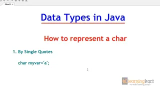 basics of char data type in Java