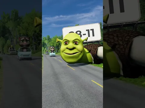 Funny & Weird Cars vs Scary Shrek in BeamNG.drive