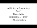 All Unicode Characters - Part 1