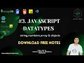 JAVASCRIPT DATATYPES PRIMITIVE REFERENCE