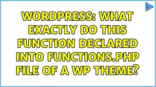 Wordpress What exactly do this function declared into functions php file of a WP theme