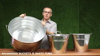 OZtrail Galvanised Buckets Party Tubs