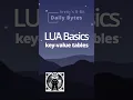 LUA Basics - key-value tables