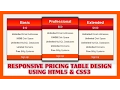 Responsive Pricing Table Using HTML5 CSS3 Web Design Pure CSS3 Responsive Design