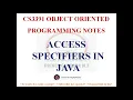 ACCESS SPECIFIERS IN JAVA NOTES CS3391 OBJECT ORIENTED PROGRAMMING NOTES 2021 REGULATION CSE