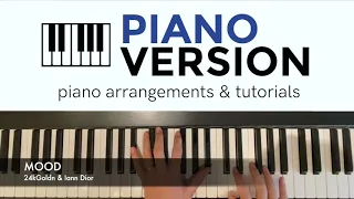 EASY How to play MOOD by 24kGoldn \u0026 Iann Dior, FREE Piano tutorial with music