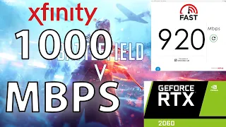 Downloading Battlefield V at 1000Mbps on PC Xfinity Gigabit Internet Download Test