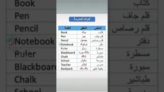 أدوات المدرسة باللغة الإنجليزية انجليزي للمبتدئين انجليزي مبسط انجليزي للجميع انجليزي عربي 