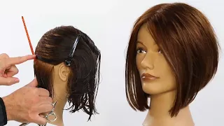 Basic A-Line Triangular Bob Haircut Tutorial