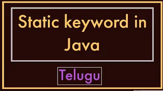 Static Keyword In Java Telugu