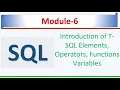 Introduction of T SQL - Elements Operators Functions Variables SQL Server 2022 SQL Module
