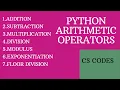 Arithmetic Operators in Python Program Python Arithmetic operations on two variables