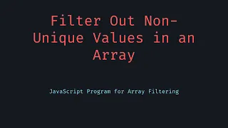 Filter Non Unique Values in Array