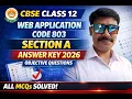 CBSE Class 12 Web Application 803 Section A Answer Key 2026 Objective Questions Solution
