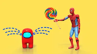 Among Us Hungry Spiderman Helping Him