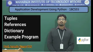 Tuple Dictionary in Python Vth Sem CSE 18CS55 PYTHON Module 2 Session 03
