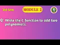 VTU DSA Module 2 Polynomial Addition Using Linked List in C BCS304