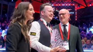 Presentations to both players at the Final of the 2025 Masters Snooker Tournament.