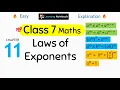 Class 7 maths Laws of Exponents - Class 7 maths chapter 11 laws of exponents
