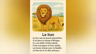 تعبير بالفرنسية عن الأسد السنة الخامسة إبتدائي 