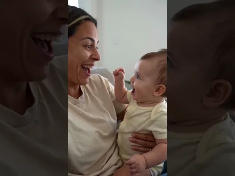 Baby can't stop copying Mom πβ€οΈ #Shorts #FunnyBaby #BabyLaughs #MomLife