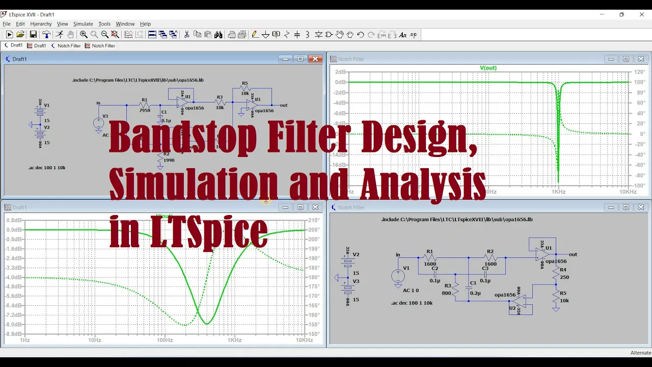 Band Stop Filter | Band Reject Filter Explained | Analysis | Simulation #notch #ltspice #diy