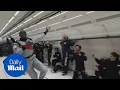 Usain Bolt sprints and drinks champagne in zero-gravity