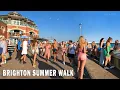 England Beach Walk Brighton Beach and Seafront Walk Hot August day 2022 4K